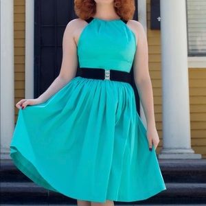 Pinup Girl Vintage Style teal Swing Dress